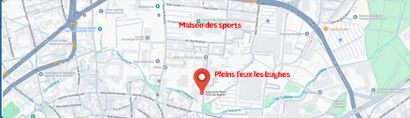 Trouver l'auto-école Pleins Feux Les Bughes à CLermont-Ferrand